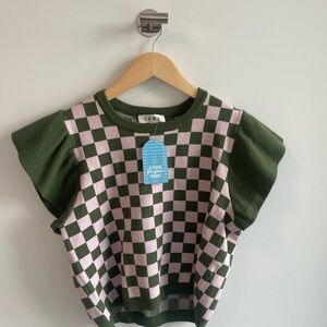 TMHL Green and Pink Checkered  Top